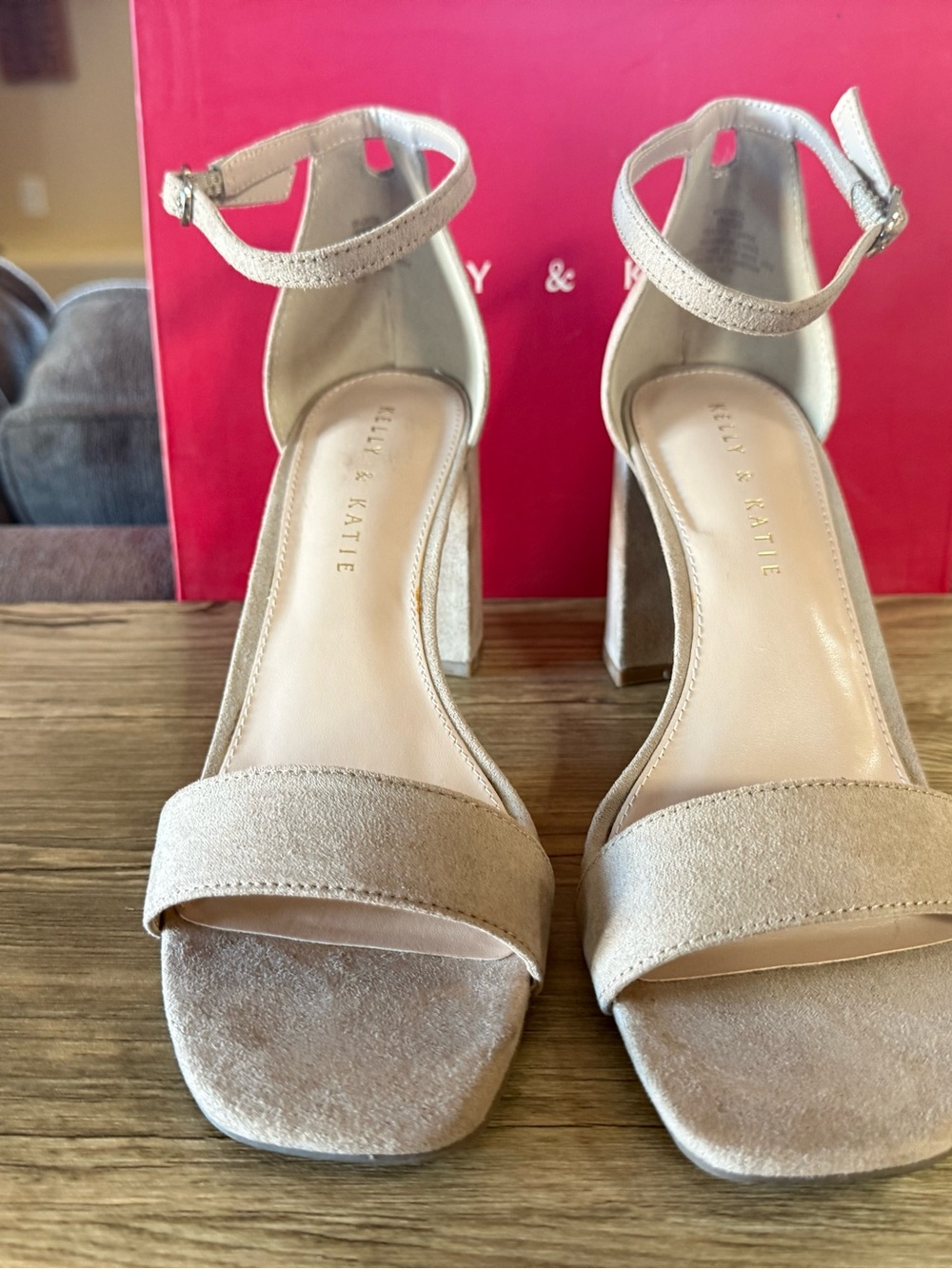 Kelly & Katie Taupe Block Heel Sandals - Picture 2 of 4